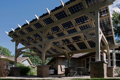 Solar Pergola by New Prairie Construction. Photo Credit: Paul Hixon Solar Pergola by New Prairie Construction. Photo Credit: Paul Hixon
